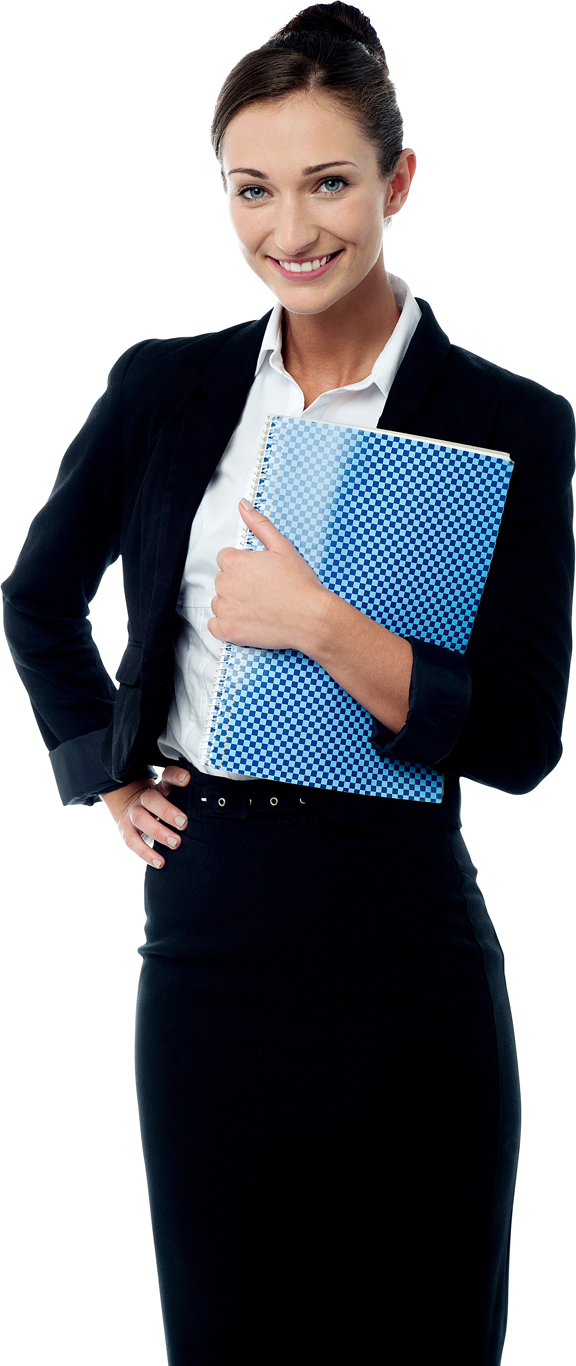 Professional Woman Holding Notebook PNG image