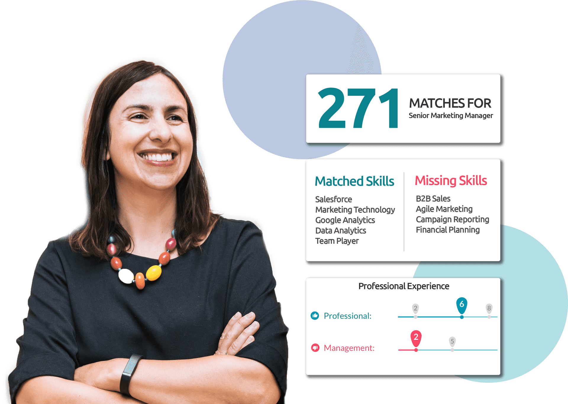 Professional Woman Marketing Skills Match PNG image