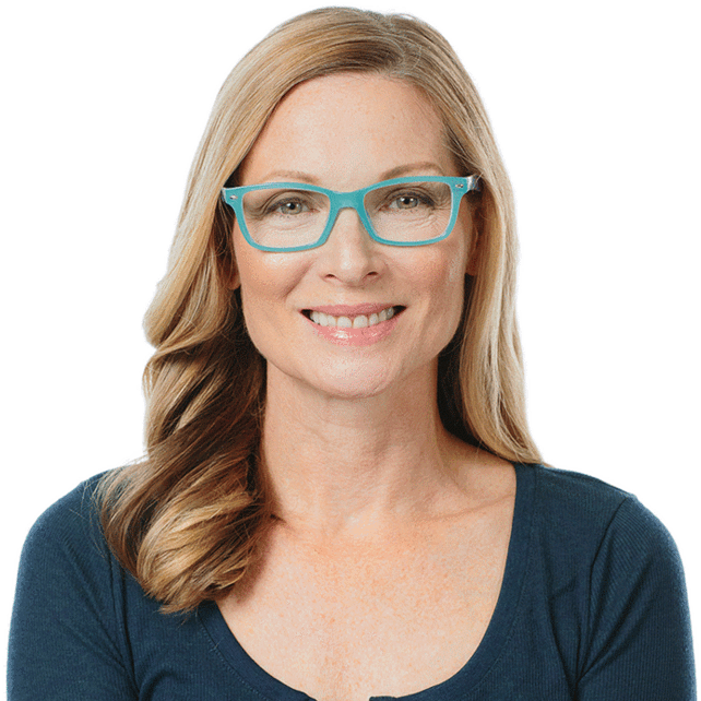 Professional Woman Teal Glasses PNG image