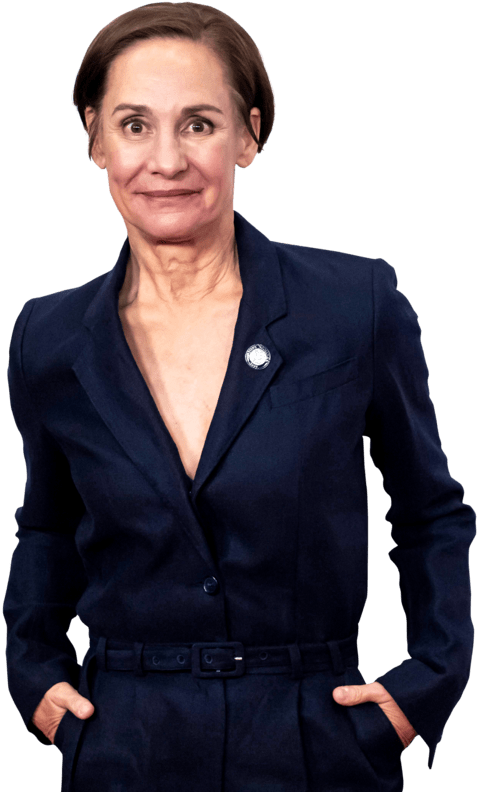 Professional Womanin Navy Blazer PNG image