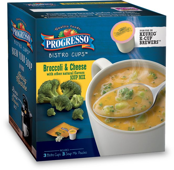 Progresso Bistro Cups Broccoli Cheese Soup Packaging PNG image