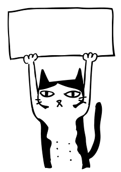 Protest Cat Holding Blank Sign PNG image