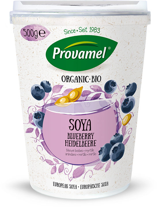 Provamel Organic Soya Blueberry Yogurt Packaging PNG image