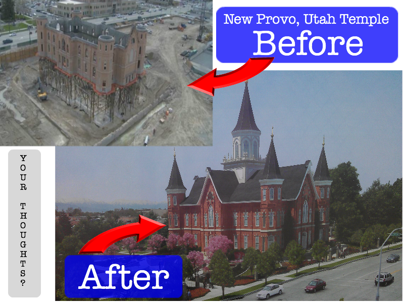 Provo Utah Temple Renovation Before After PNG image