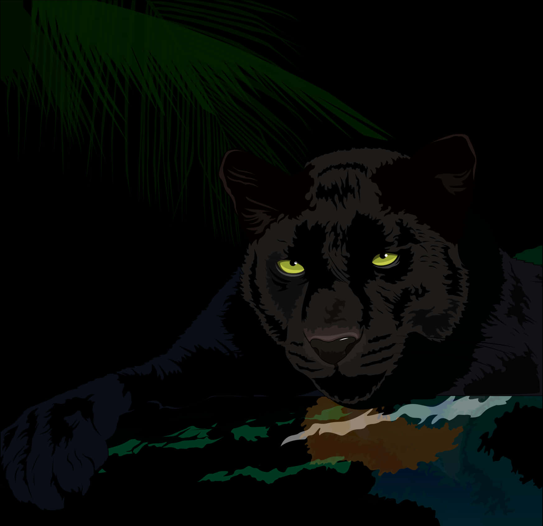 Prowling_ Black_ Panther_ Vector PNG image