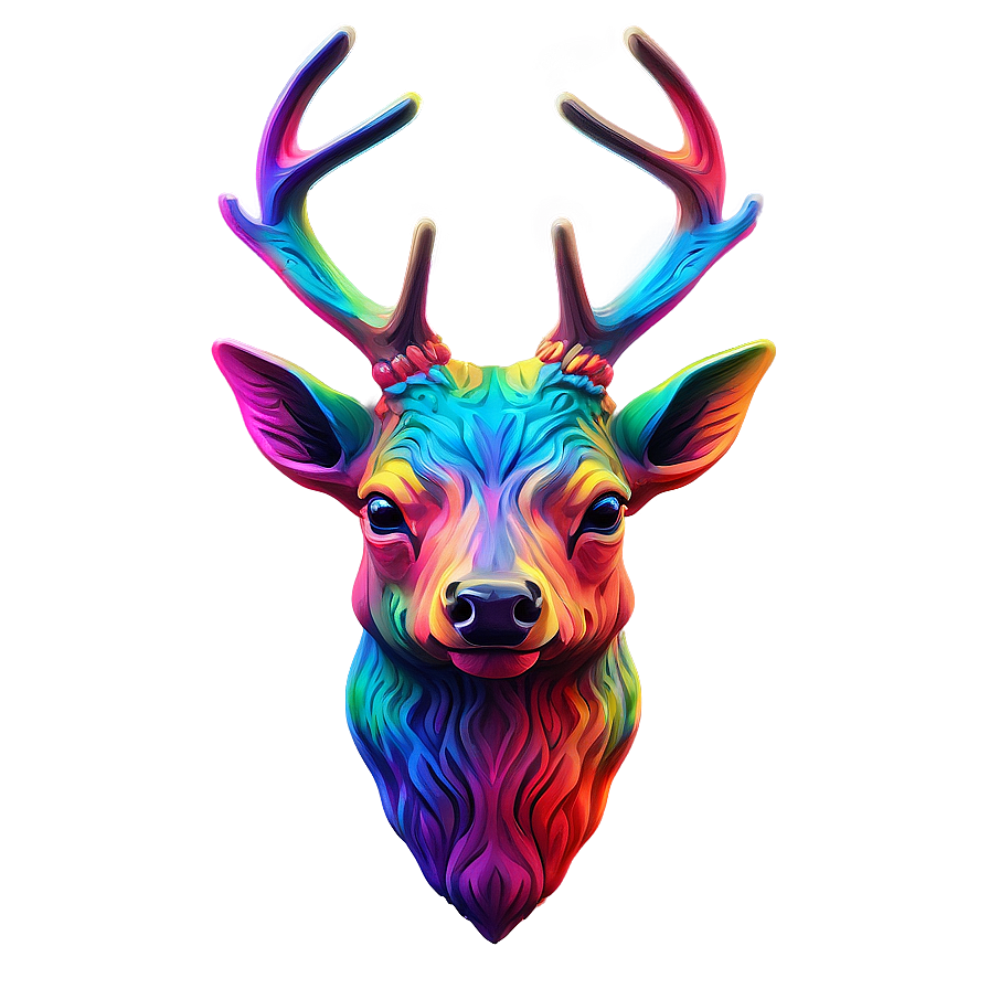 Psychedelic Deer Head Vibrant Art Png 67 PNG image