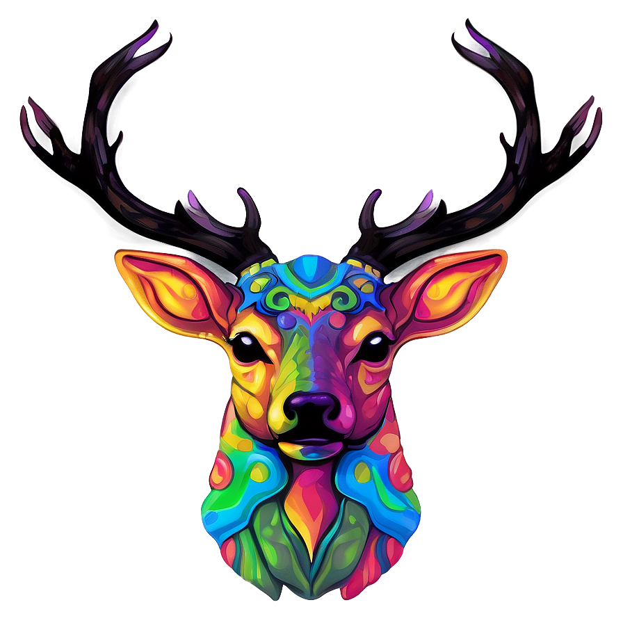 Psychedelic Deer Head Vibrant Art Png 74 PNG image