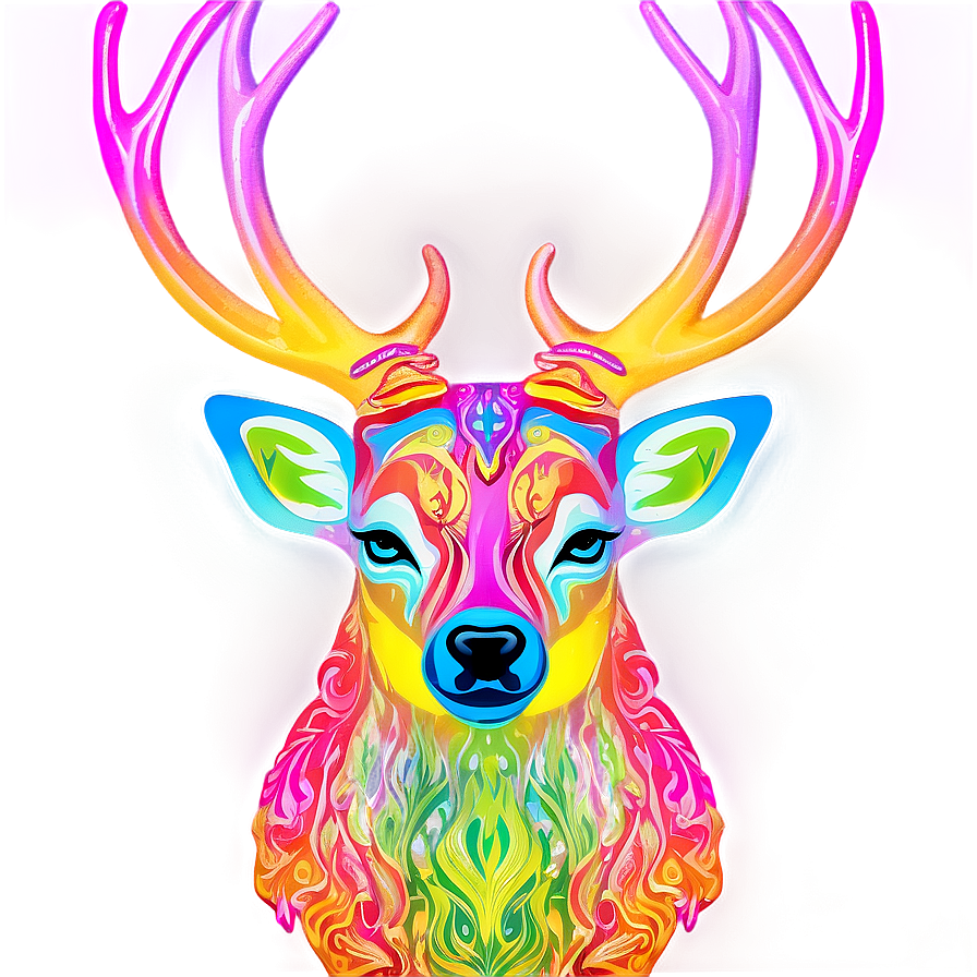 Psychedelic Deer Head Vibrant Art Png Eqh PNG image