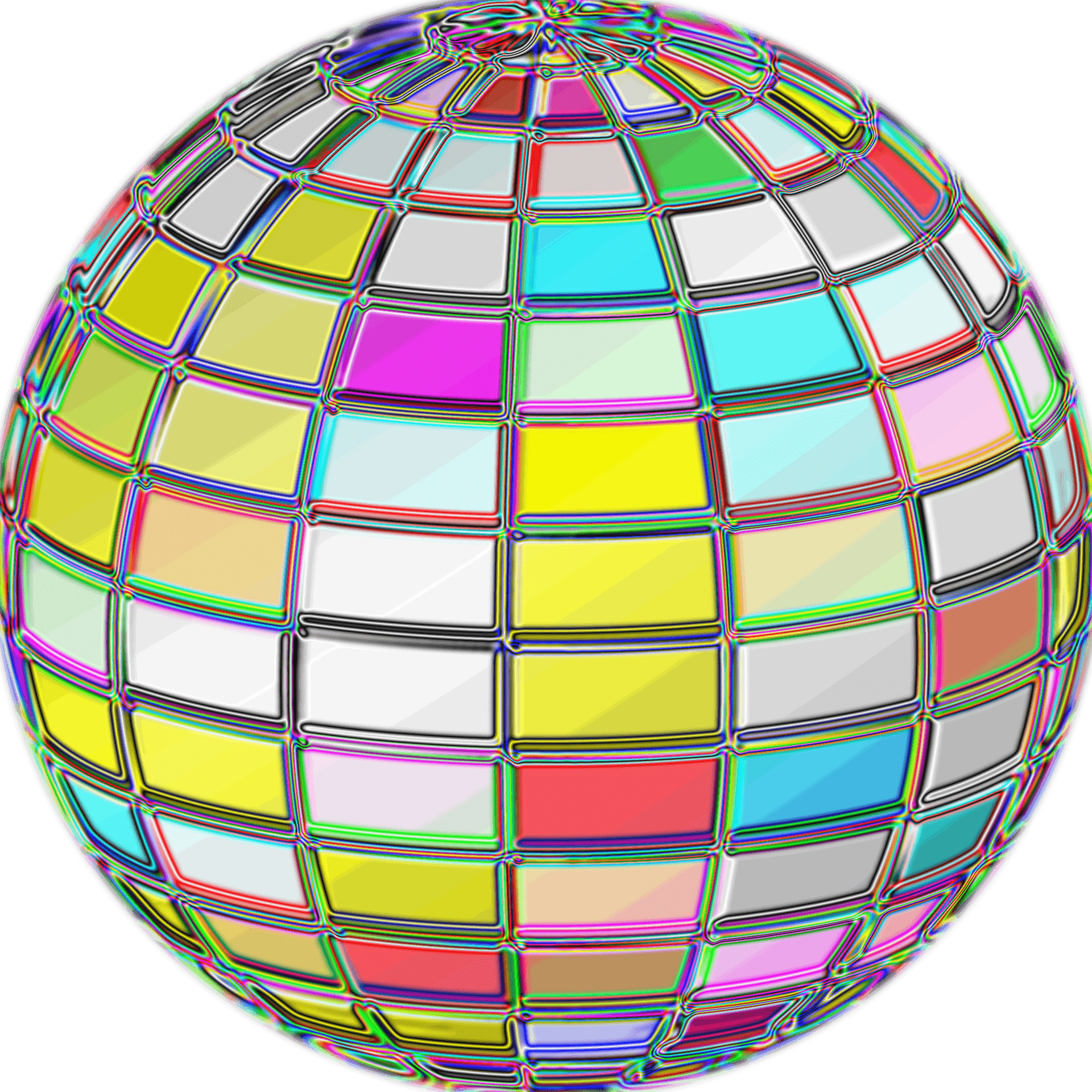 Psychedelic Disco Ball Abstract PNG image