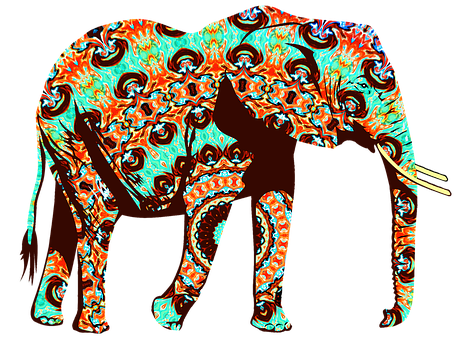 Psychedelic Elephant Artwork PNG image