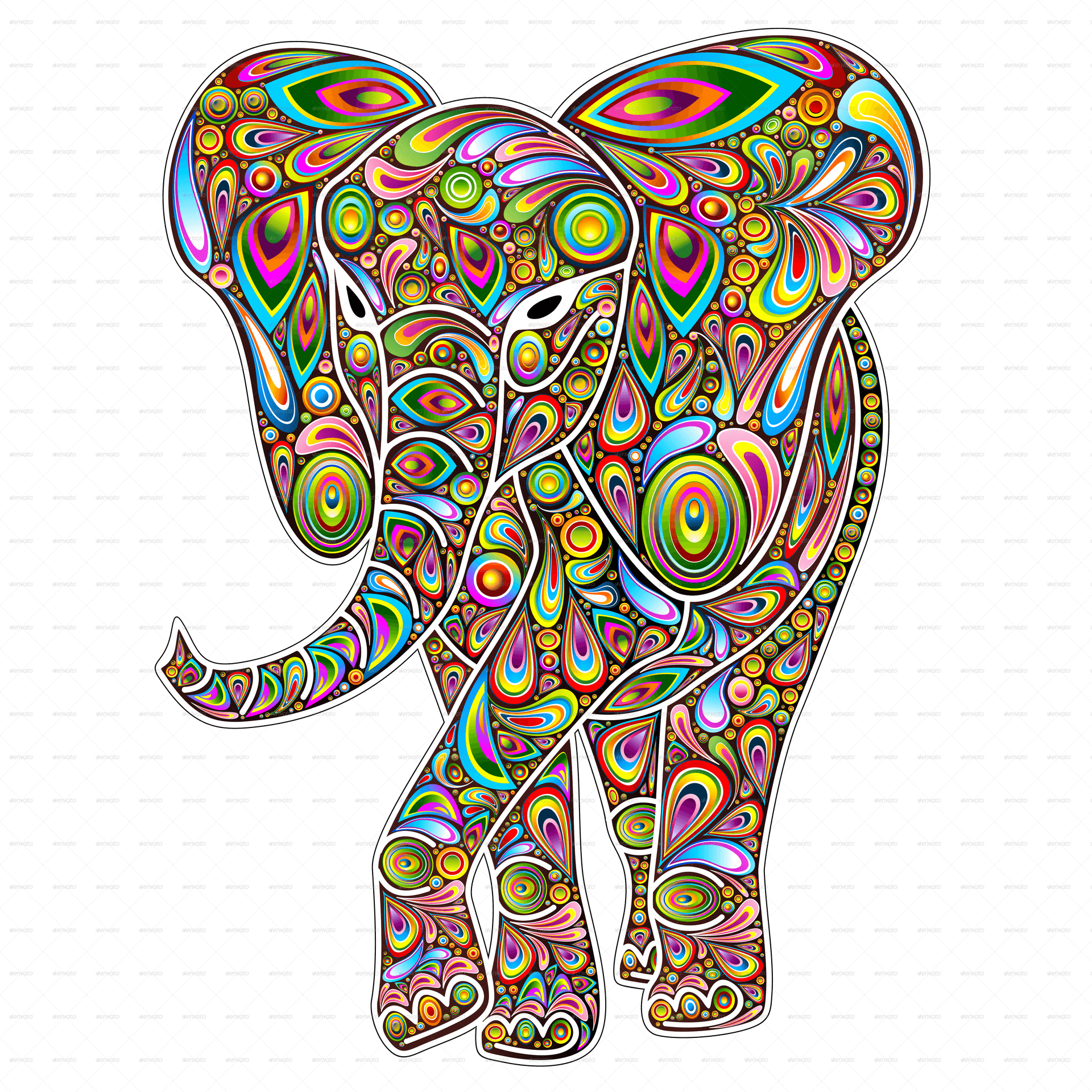 Psychedelic Elephant Artwork PNG image