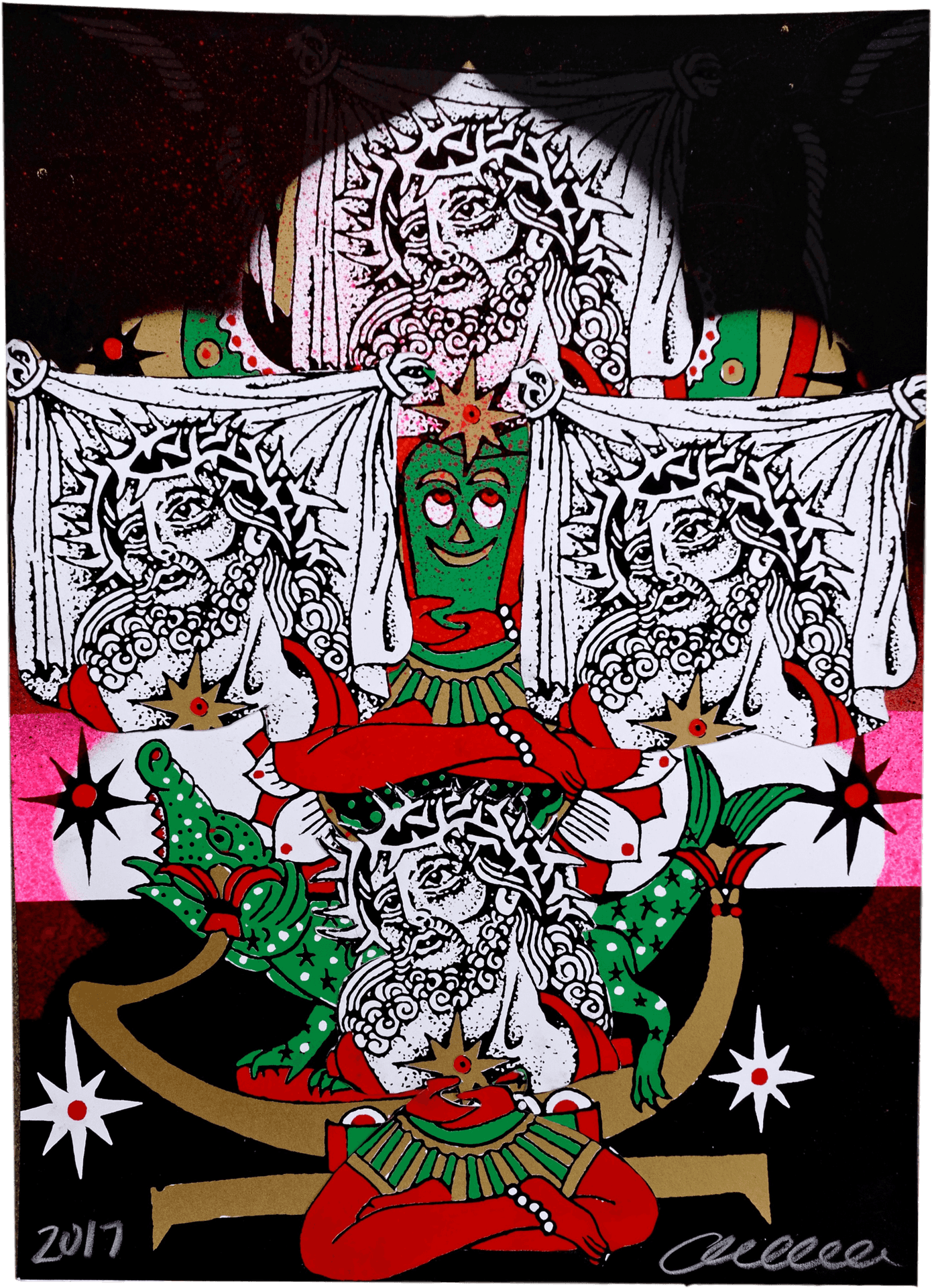 Psychedelic Gumby Santa Art PNG image