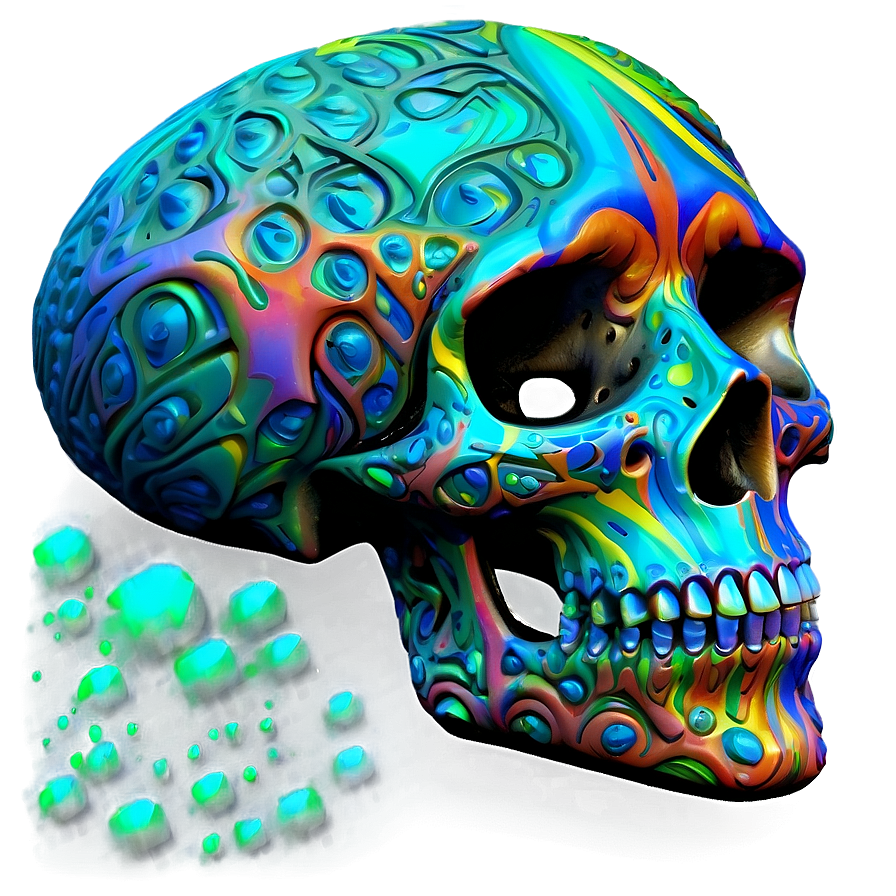 Psychedelic Skull Face Graphic Png Tun PNG image