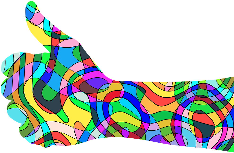 Psychedelic Thumbs Up Pattern PNG image