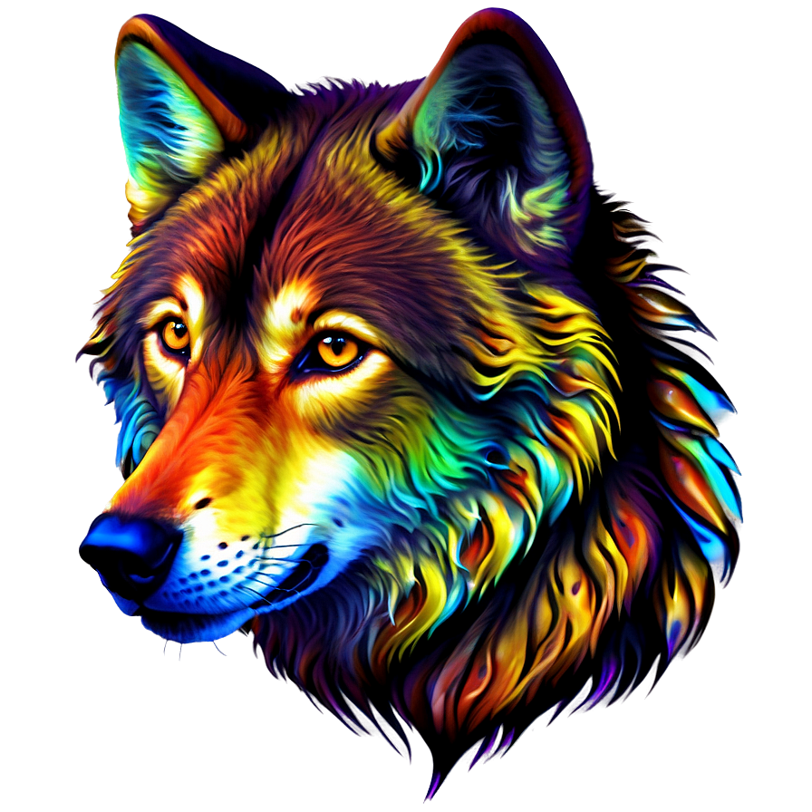 Psychedelic Wolf Face Art Png Jou55 PNG image