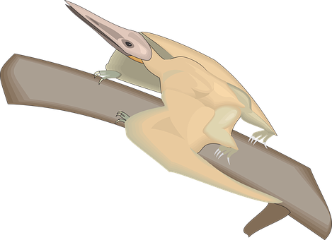 Pterosaur_ Perched_on_ Branch PNG image