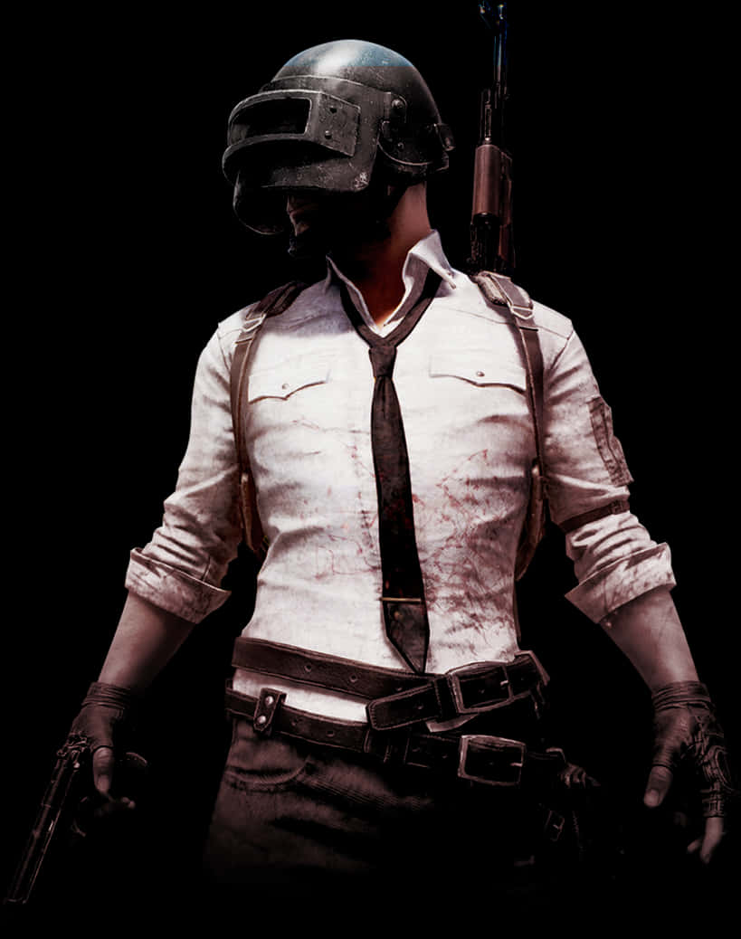 Pubg Characterwith Helmetand Gun PNG image