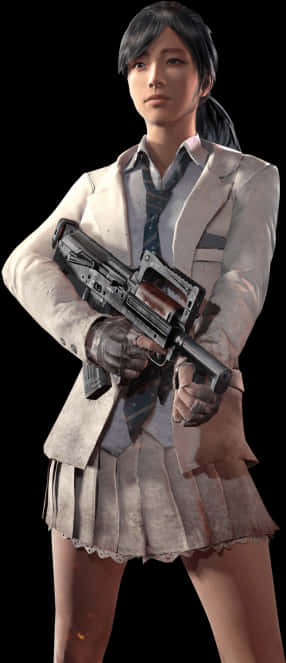 Pubg Female Character With Gun PNG image