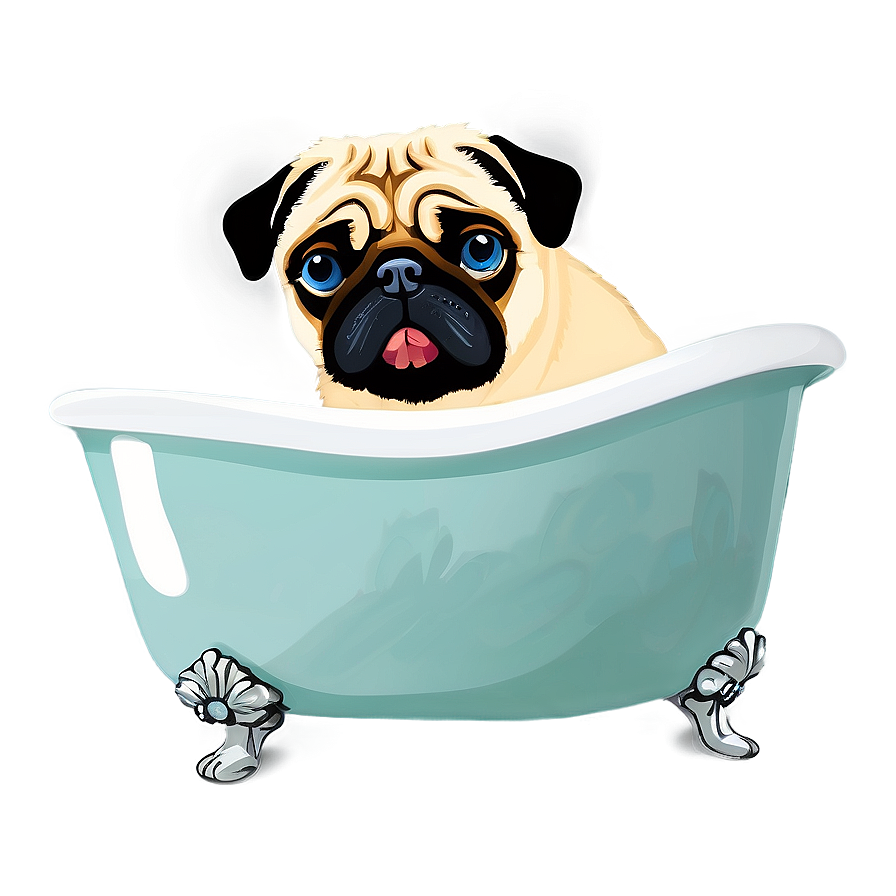 Pug In Bath Png 05232024 PNG image