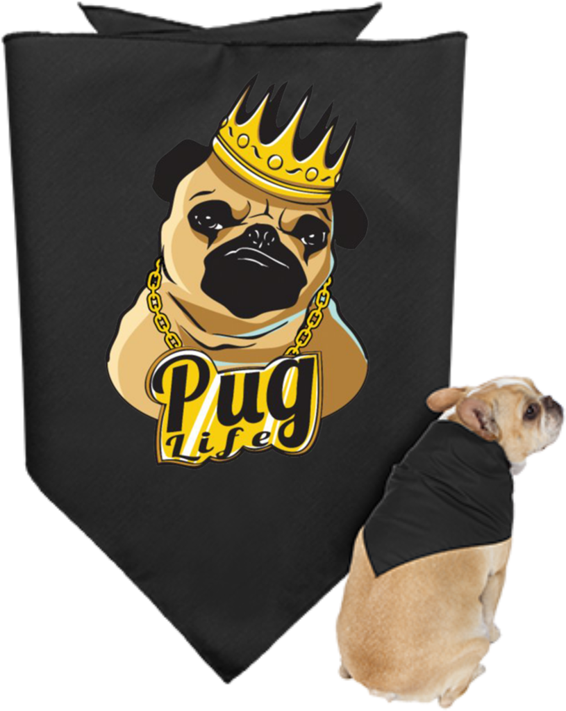 Pug Life Bandanaand Dog PNG image