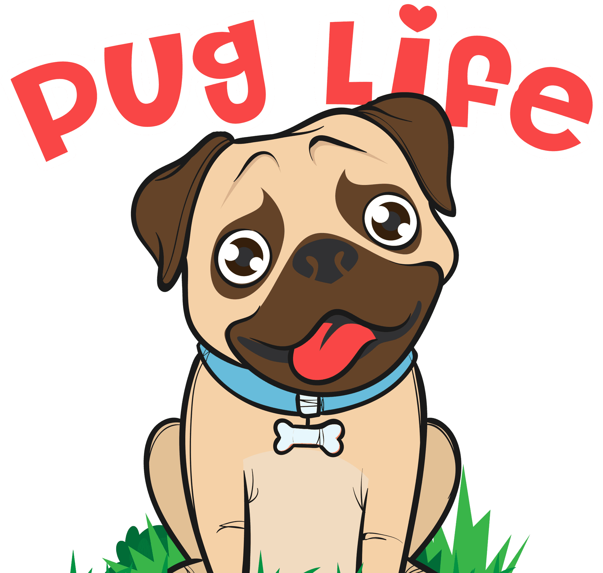 Pug Life Cartoon Illustration PNG image