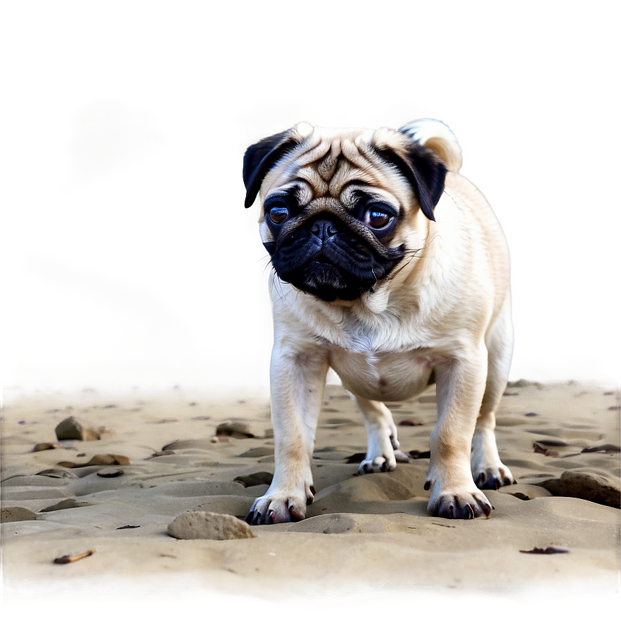 Pug On Beach Png 96 PNG image