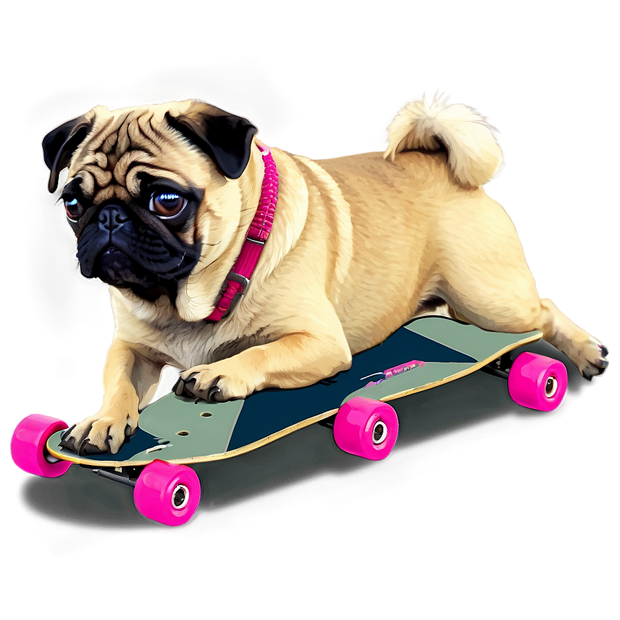 Pug On Skateboard Png 05232024 PNG image