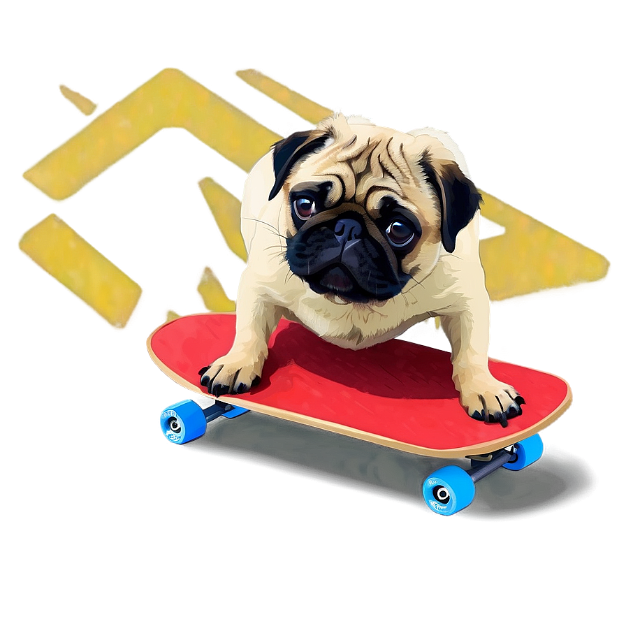 Pug On Skateboard Png Wfc PNG image