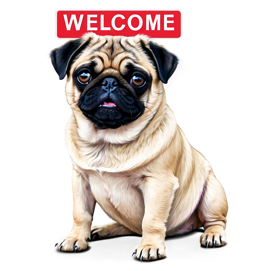 Pug Welcome Sign Png 05232024 PNG image