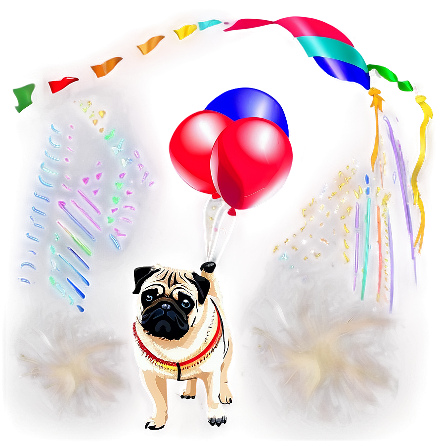 Pug With Balloons Png 58 PNG image