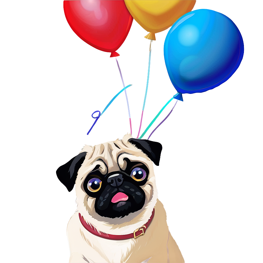 Pug With Balloons Png Ono74 PNG image