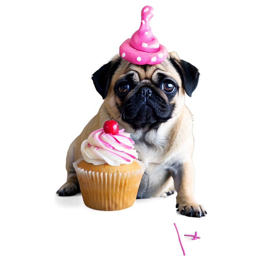 Pug With Cupcake Png 05232024 PNG image