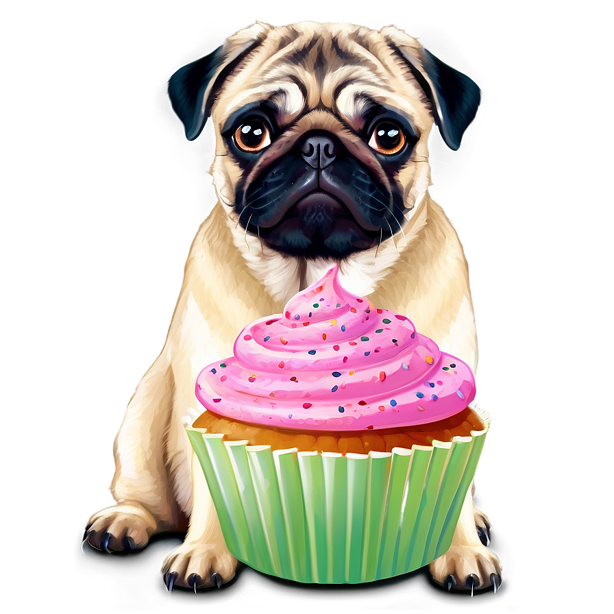 Pug With Cupcake Png Gbr PNG image