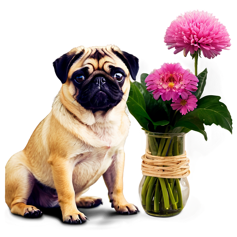 Pug With Flowers Png 85 PNG image