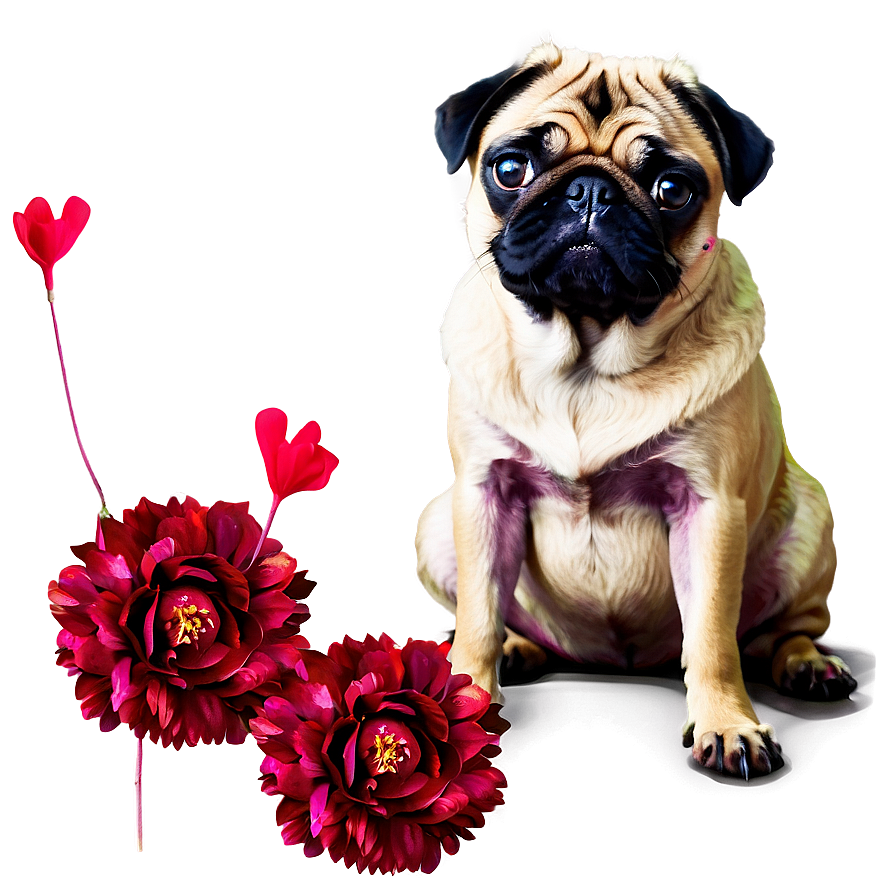 Pug With Flowers Png Lpp96 PNG image