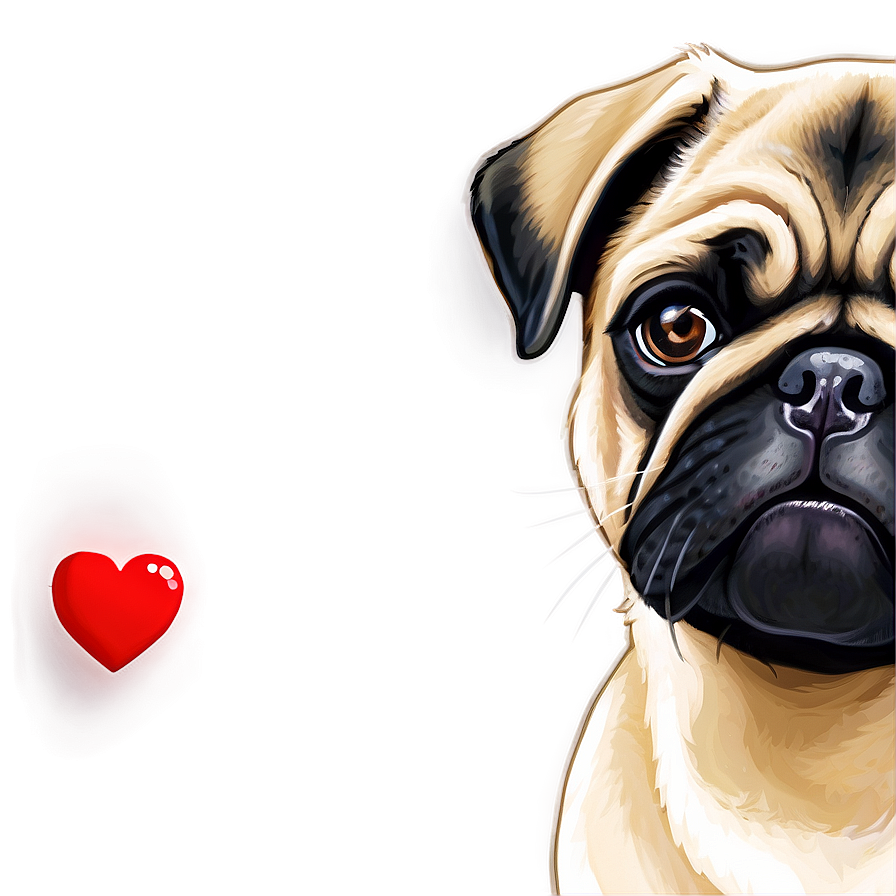 Pug With Heart Png 05232024 PNG image