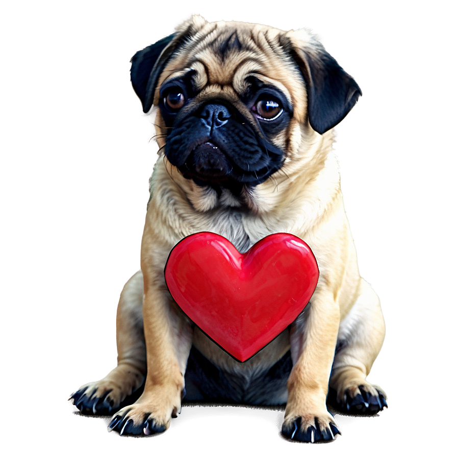 Pug With Heart Png 05232024 PNG image