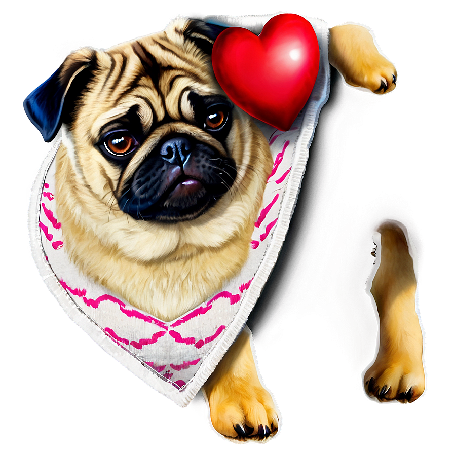 Pug With Heart Png Nkg PNG image