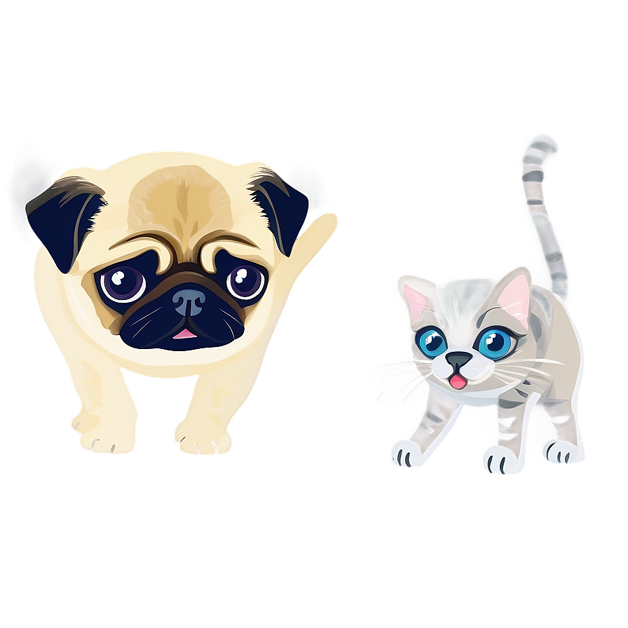 Pug With Kitten Png Qwg PNG image