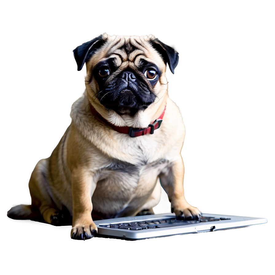 Pug With Laptop Png Ywu31 PNG image