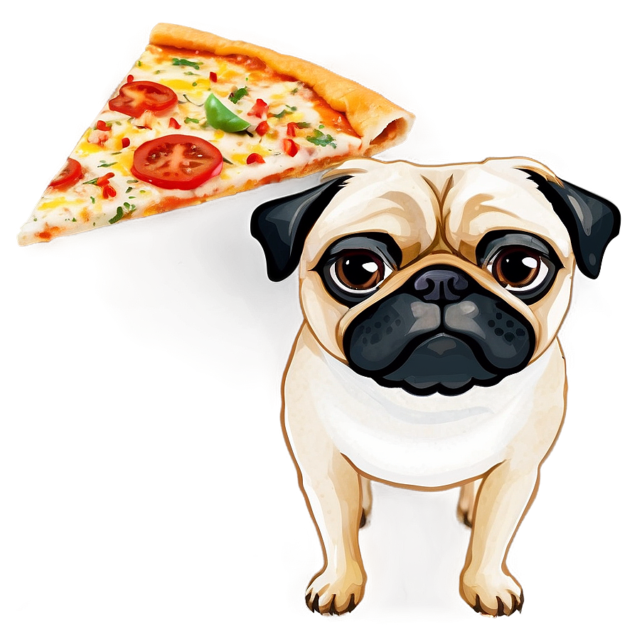 Pug With Pizza Png Rxt PNG image