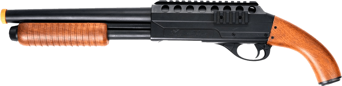 Pump Action Shotgun Side View PNG image