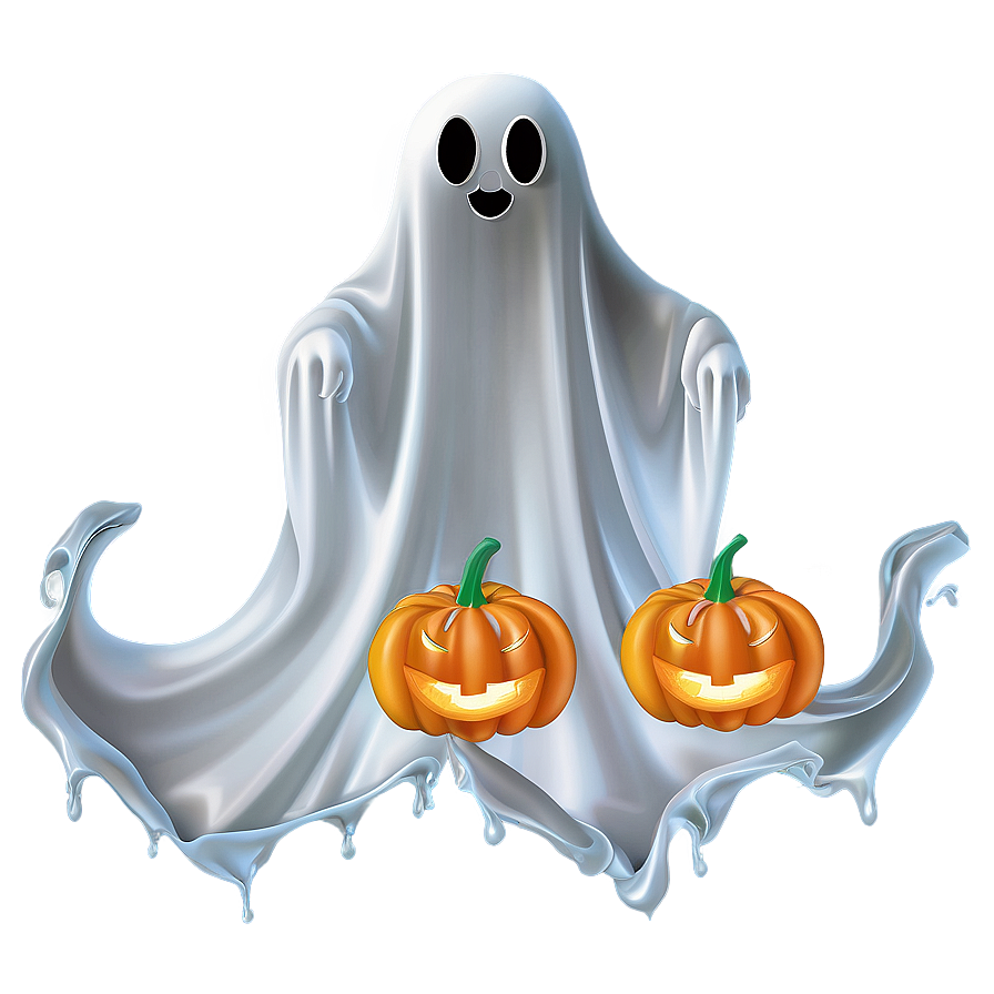 Pumpkin And Ghosts Png 04292024 PNG image