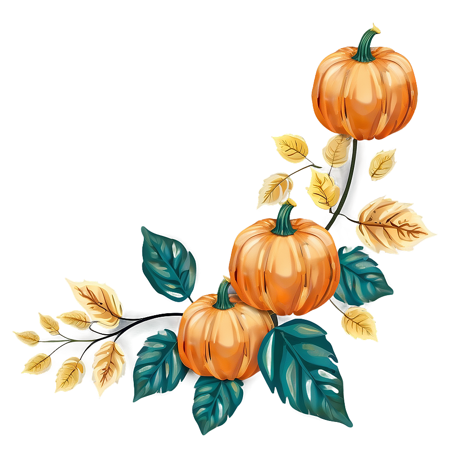 Pumpkin And Leaves Clipart Png 06132024 PNG image