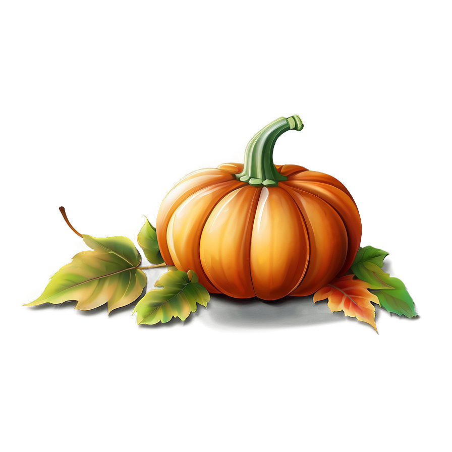 Pumpkin And Leaves Clipart Png 06132024 PNG image