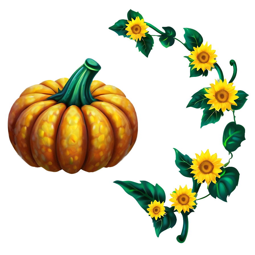 Pumpkin And Sunflowers Png 04292024 PNG image