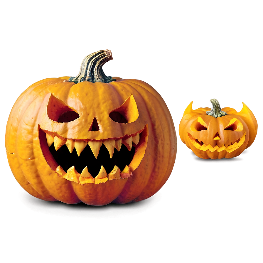 Pumpkin Face With Fangs Png 06132024 PNG image