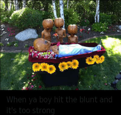 Pumpkin Figures Mourning Over Blunt PNG image