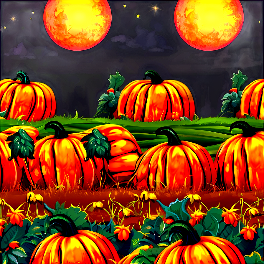 Pumpkin Patch And Full Moon Png 90 PNG image