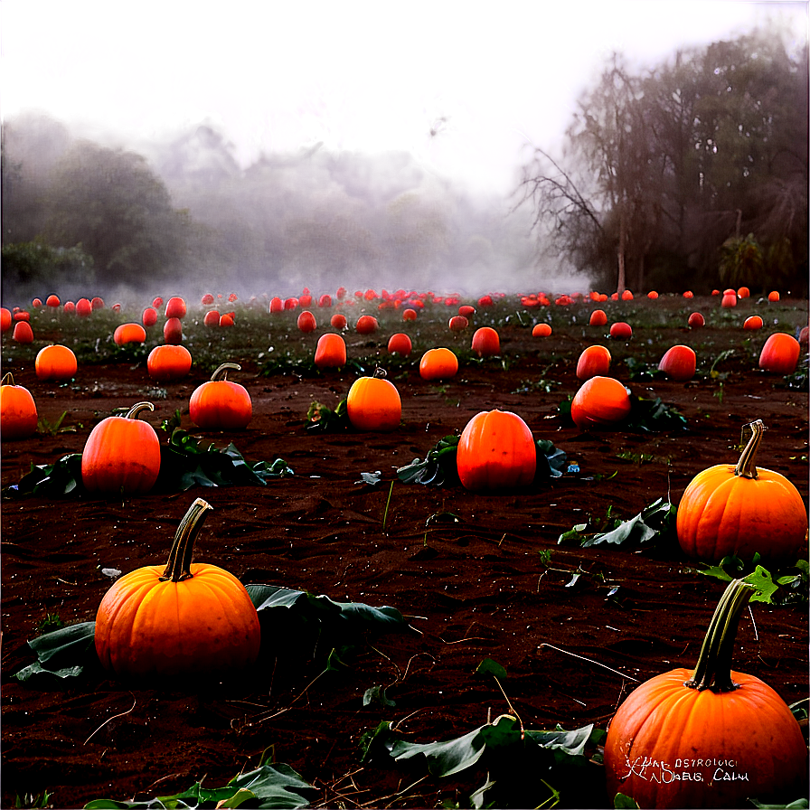 Pumpkin Patch On A Foggy Day Png 9 PNG image